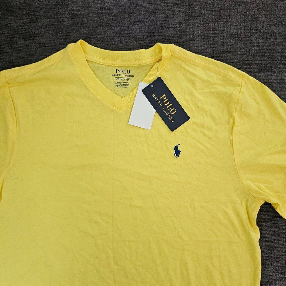 Polo Ralph Lauren Kid's Boys Yellow V-Neck Short Sleeves T-Shirt Size Large - Picture 9 of 10